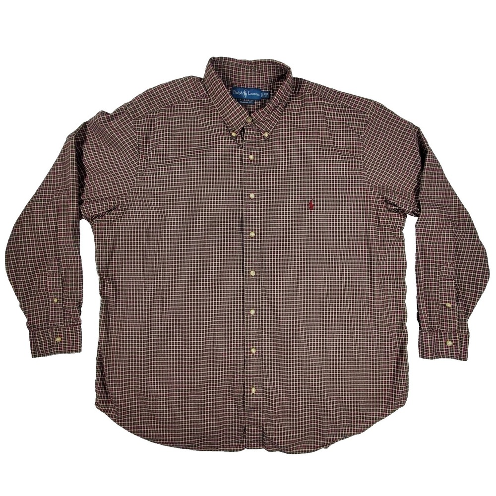 Ralph Lauren Classic Fit Button Up Shirt Mens 2XB‎ Big Plaid Pony Logo